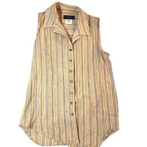 Vintage‎ Breeches Crinkle Cotton Sleeveless Top Womens SM Coastal Grandma USA